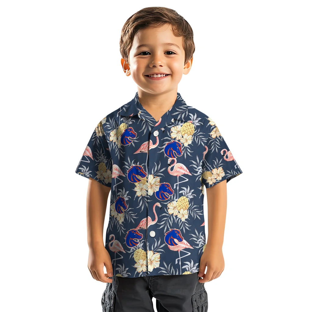 Boise State Broncos Hawaiian Shirt - Flamingo Hibiscus | Moonbestprint