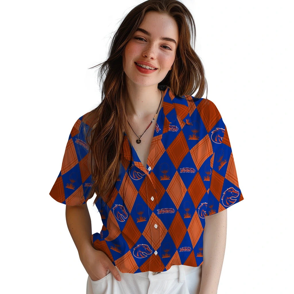 Boise State Broncos Hawaiian Shirt - Golfing Plaid | Moonbestprint