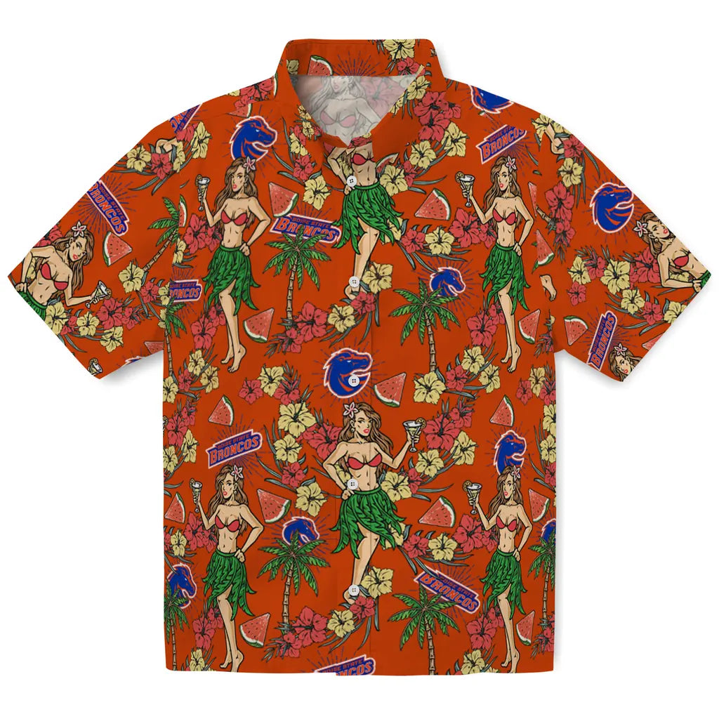 Boise State Broncos Hawaiian Shirt - Hawaiian Girls Design | Moonbestprint