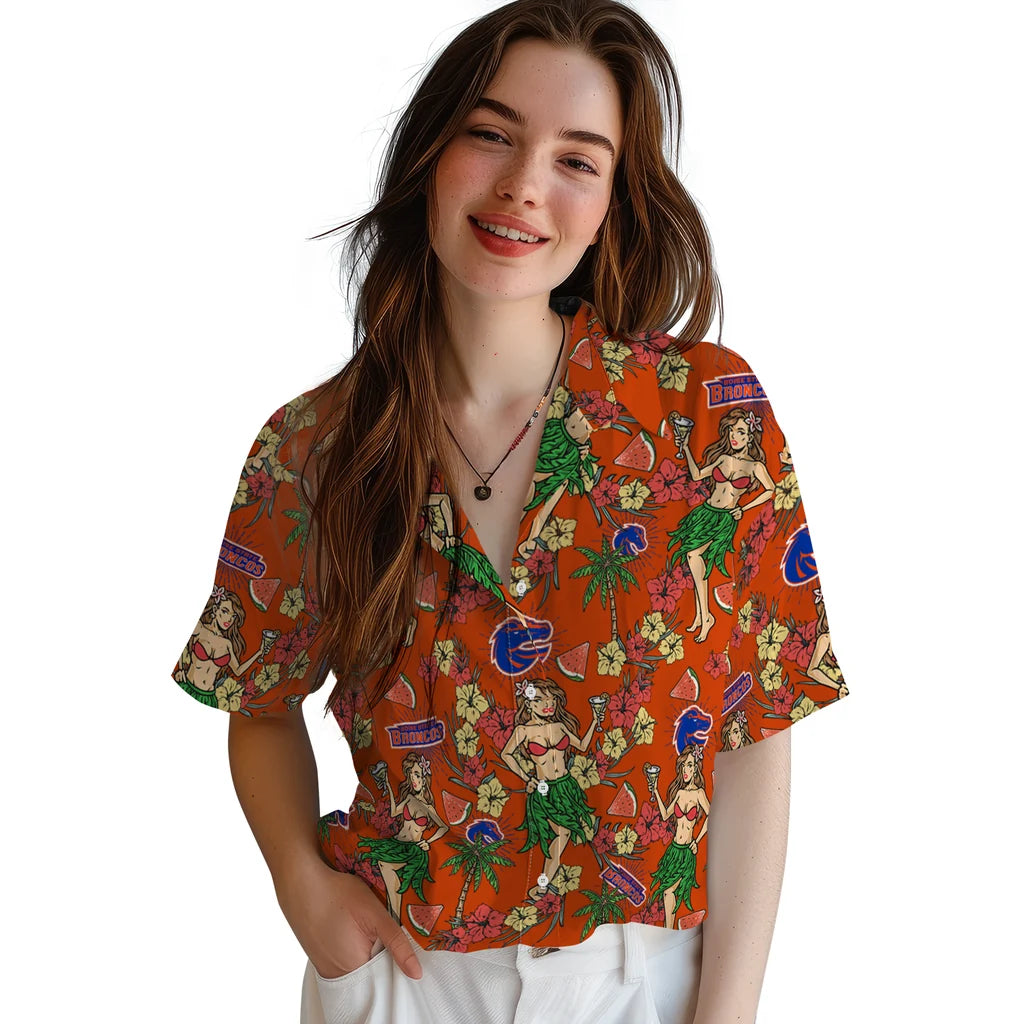 Boise State Broncos Hawaiian Shirt - Hawaiian Girls Design | Moonbestprint