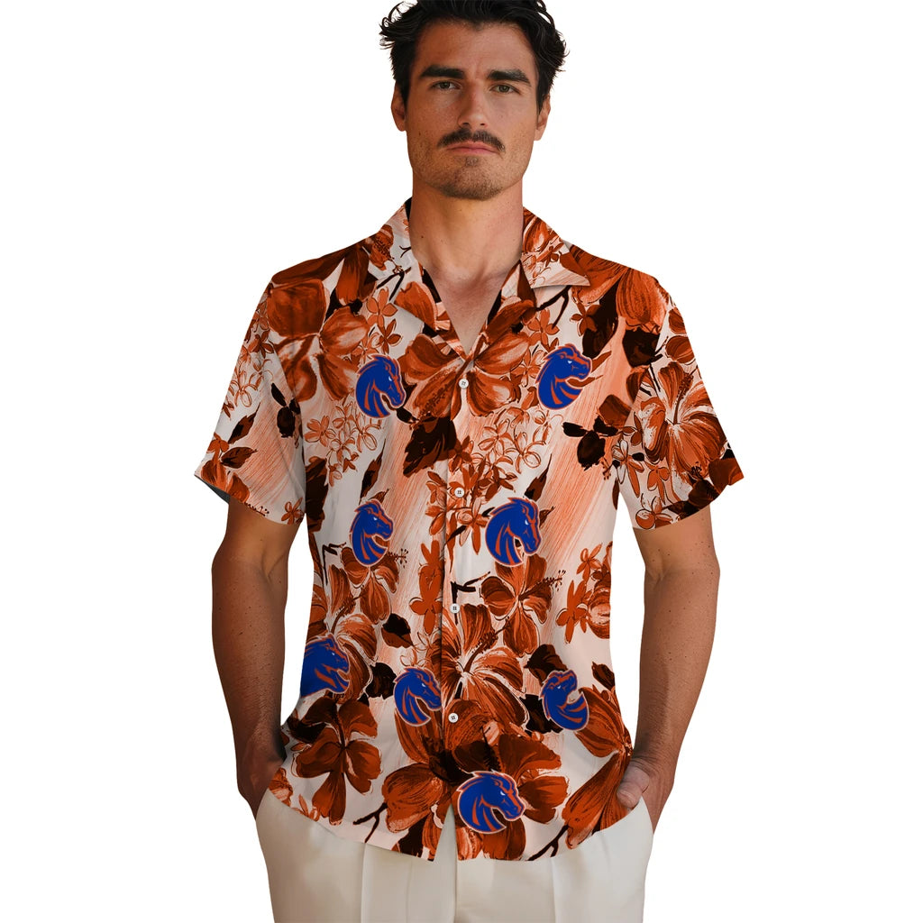 Boise State Broncos Hawaiian Shirt - Hibiscus Arrangement | Moonbestprint