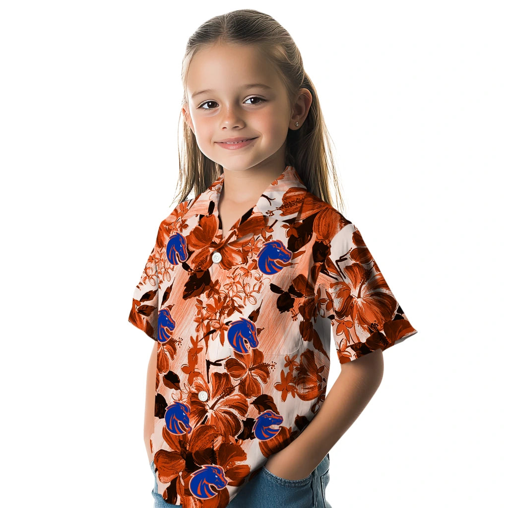 Boise State Broncos Hawaiian Shirt - Hibiscus Arrangement | Moonbestprint