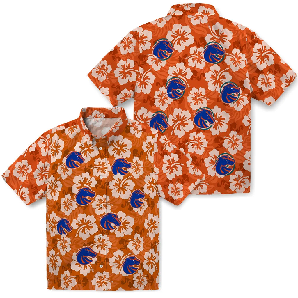 Boise State Broncos Hawaiian Shirt - Hibiscus Cluster | Moonbestprint