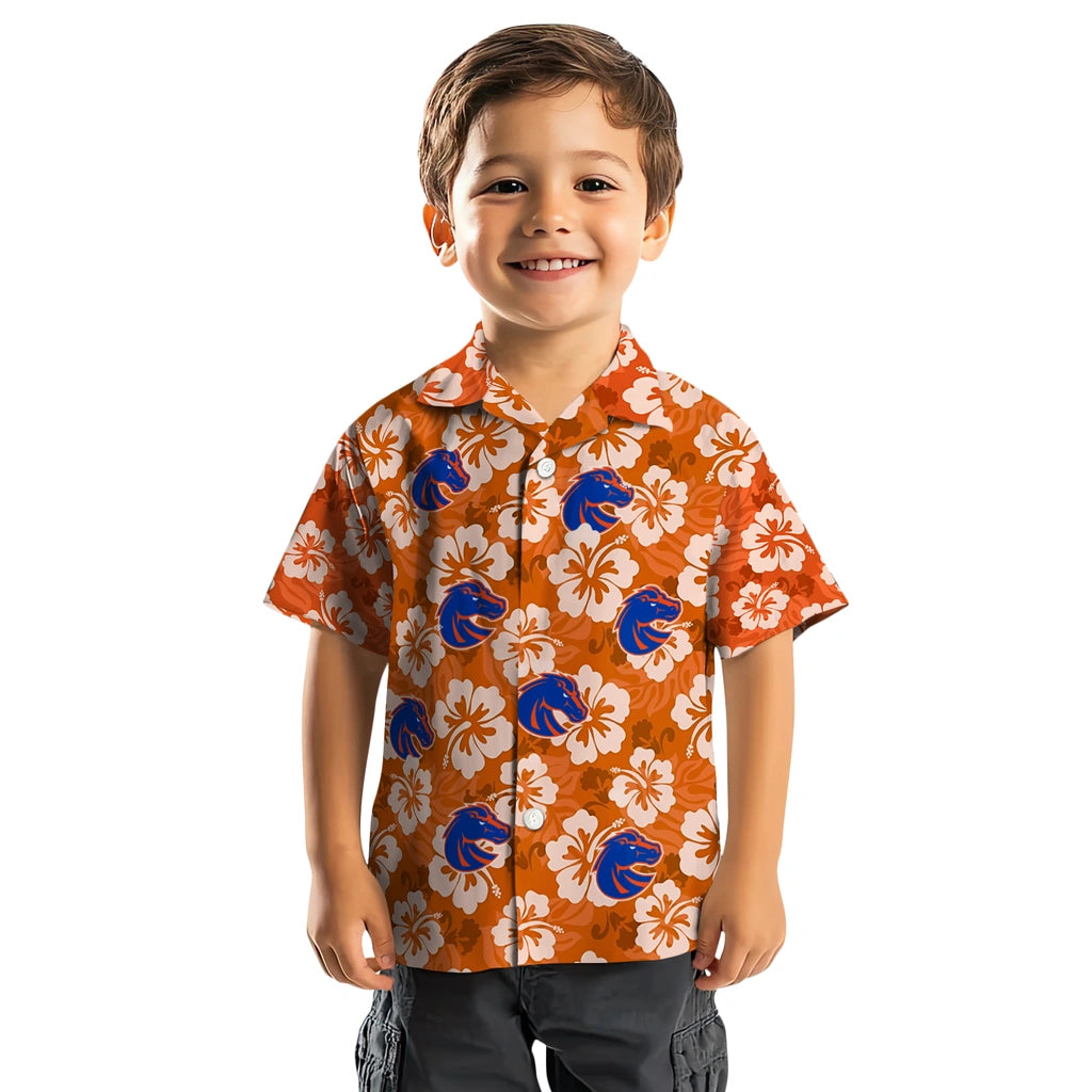 Boise State Broncos Hawaiian Shirt - Hibiscus Cluster | Moonbestprint