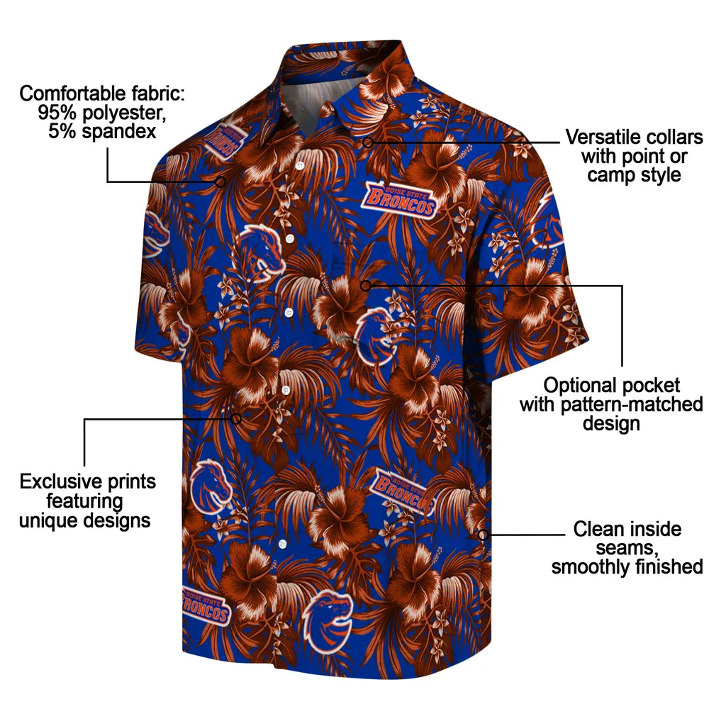 Boise State Broncos Hawaiian Shirt - Hibiscus Exotic | Moonbestprint