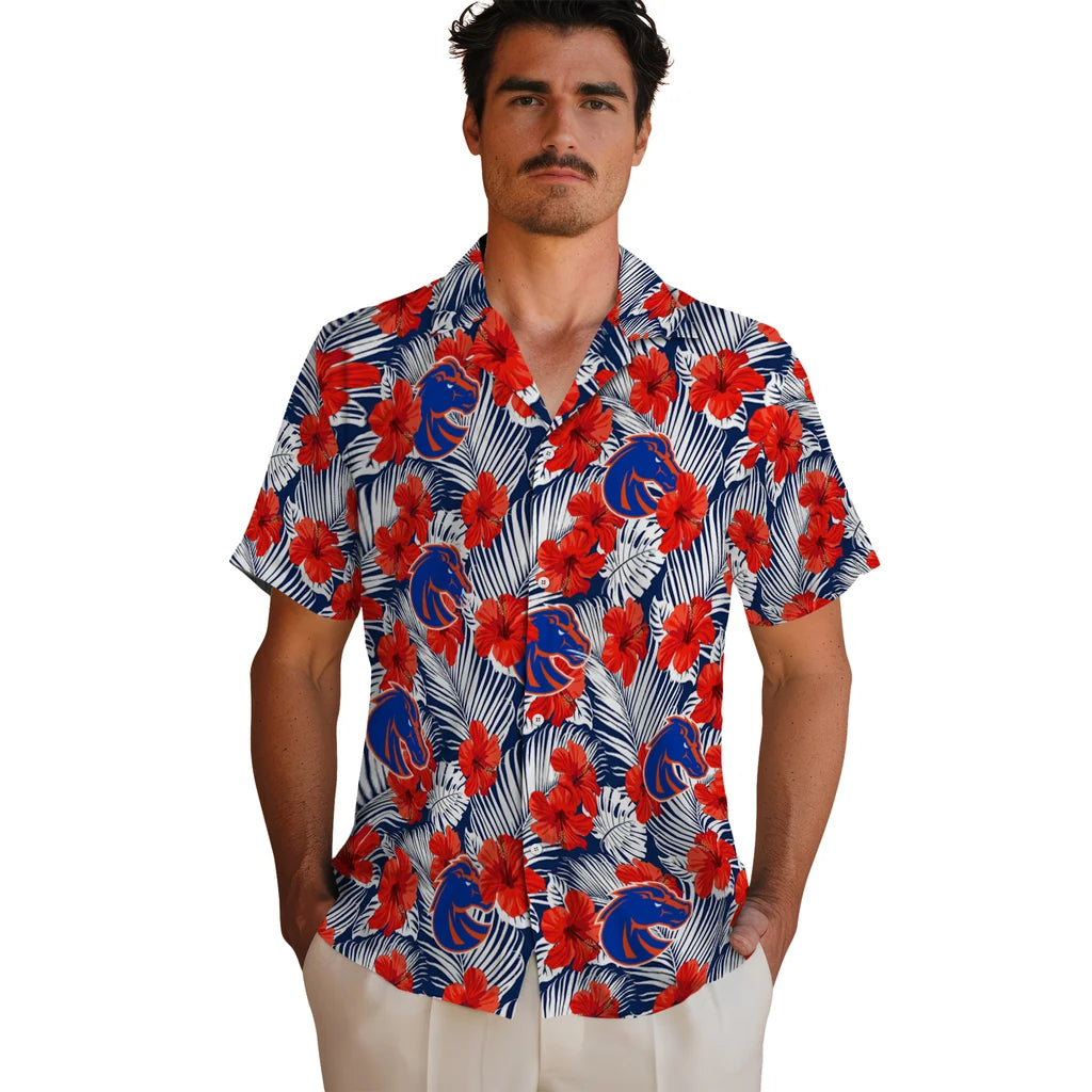 Boise State Broncos Hawaiian Shirt - Hibiscus Fiesta | Moonbestprint
