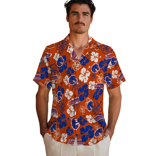 Boise State Broncos Hawaiian Shirt - Hibiscus Flower Design | Moonbestprint