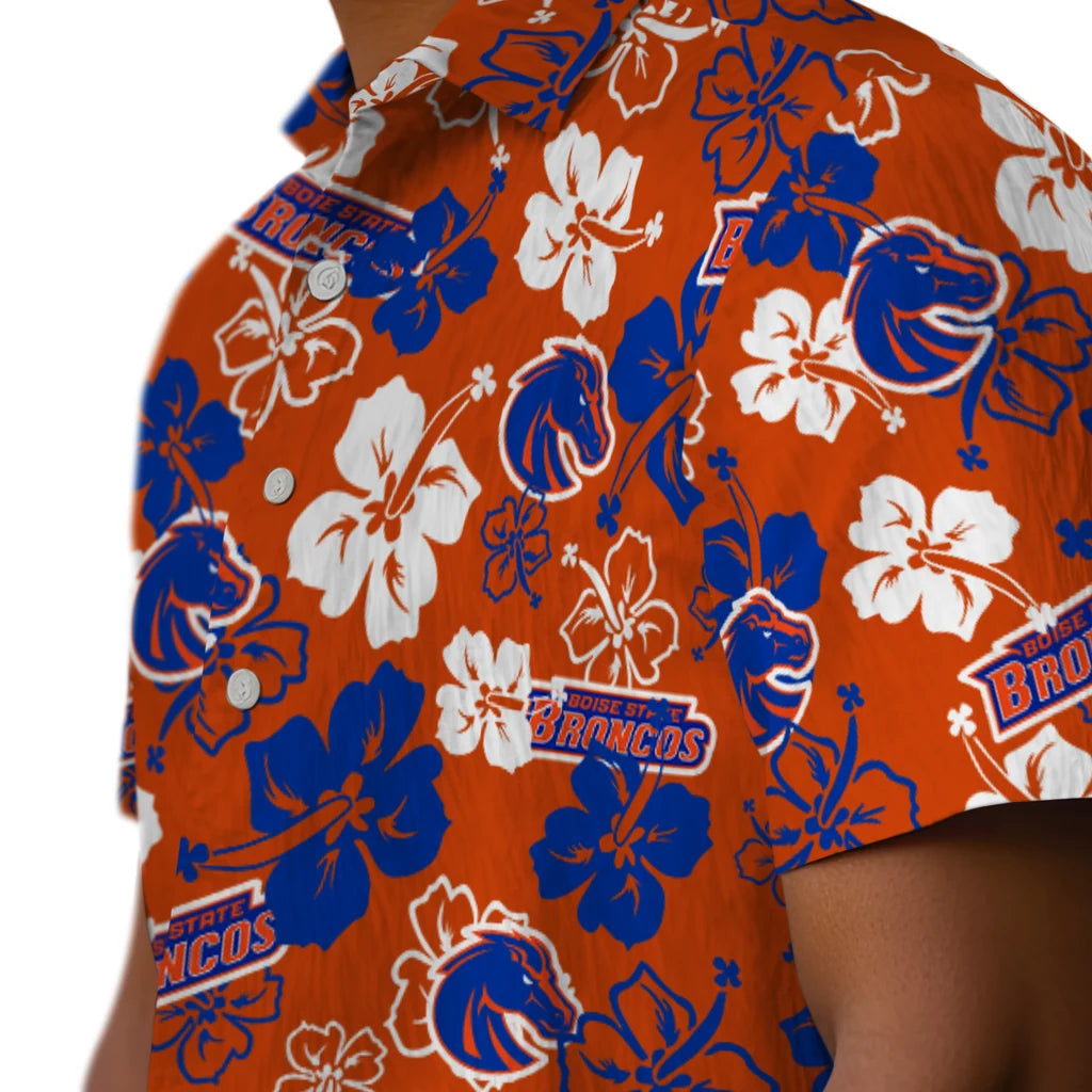 Boise State Broncos Hawaiian Shirt - Hibiscus Flower Design | Moonbestprint