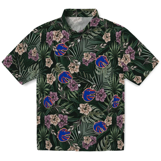 Boise State Broncos Hawaiian Shirt - Hibiscus Leaves Pattern | Moonbestprint