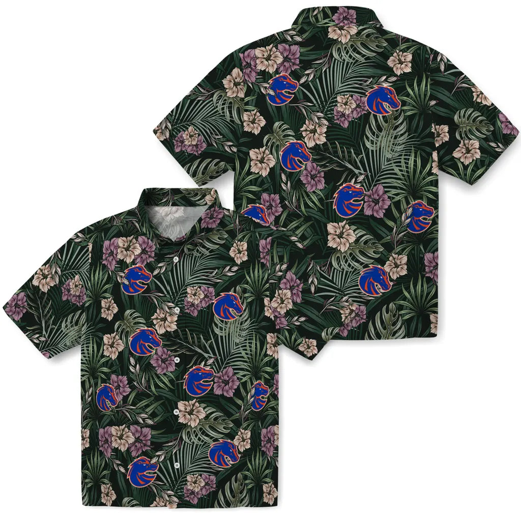 Boise State Broncos Hawaiian Shirt - Hibiscus Leaves Pattern | Moonbestprint