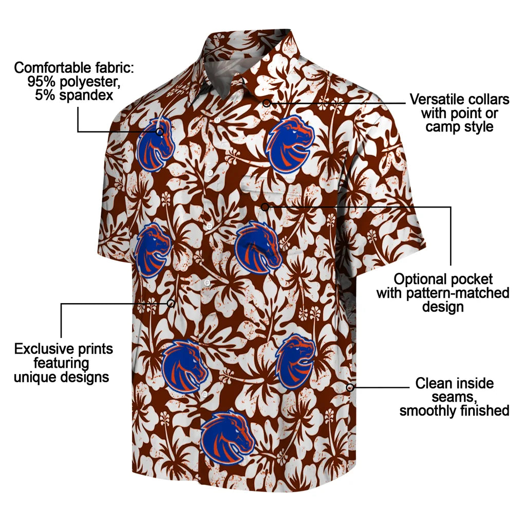 Boise State Broncos Hawaiian Shirt - Hibiscus Motif | Moonbestprint