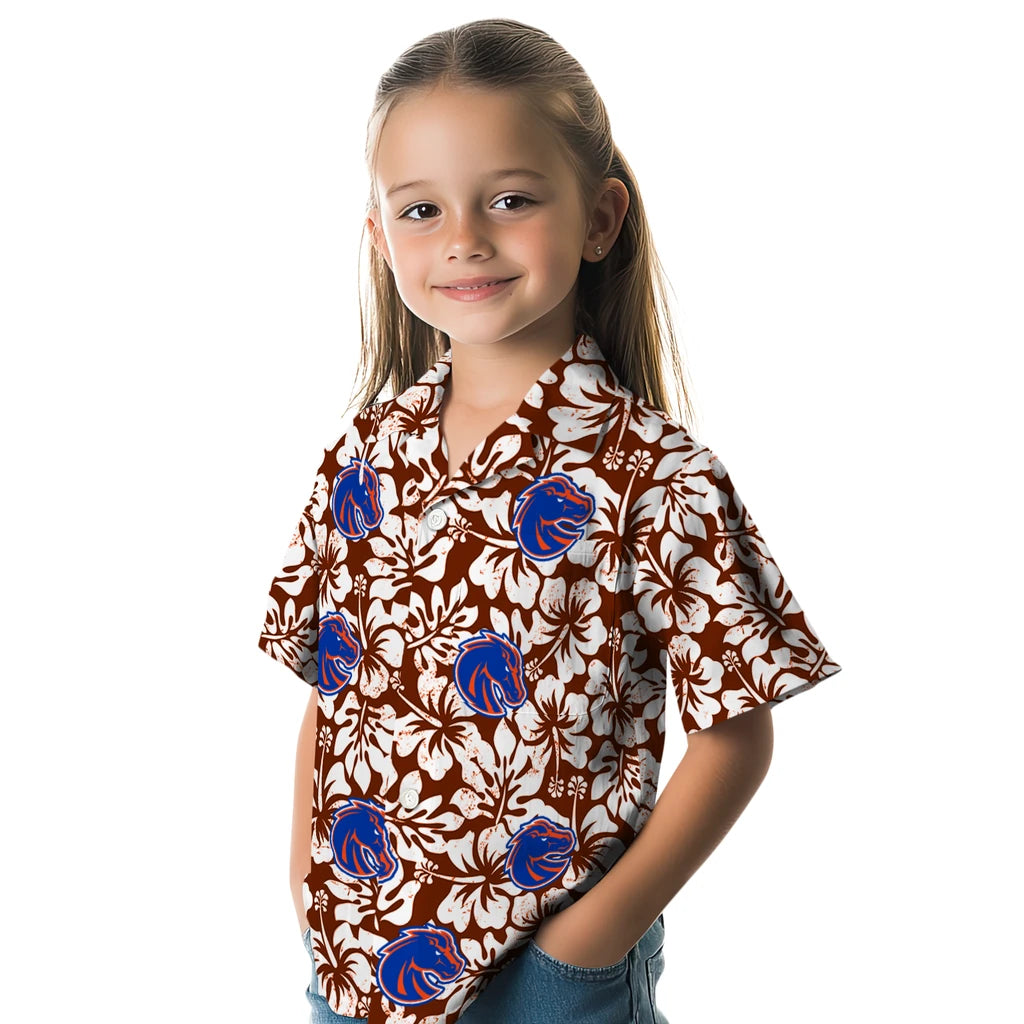 Boise State Broncos Hawaiian Shirt - Hibiscus Motif | Moonbestprint