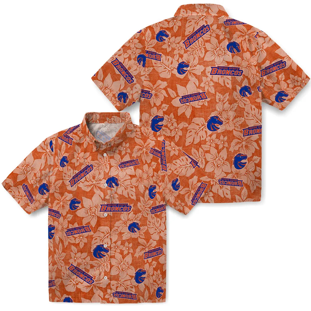 Boise State Broncos Hawaiian Shirt - Hibiscus Oasis | Moonbestprint