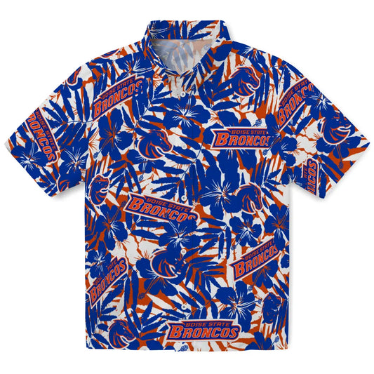 Boise State Broncos Hawaiian Shirt - Hibiscus Overlay | Moonbestprint