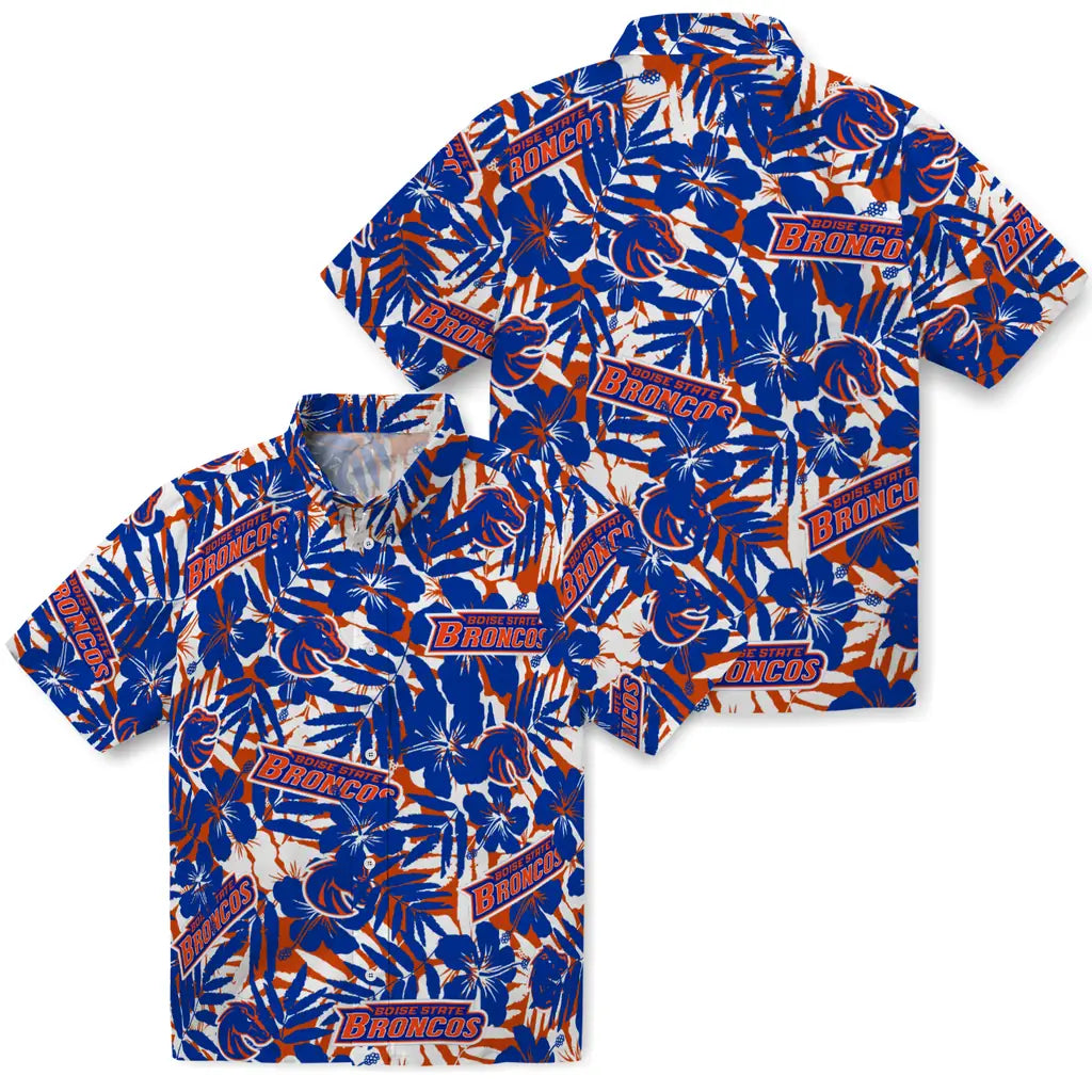 Boise State Broncos Hawaiian Shirt - Hibiscus Overlay | Moonbestprint