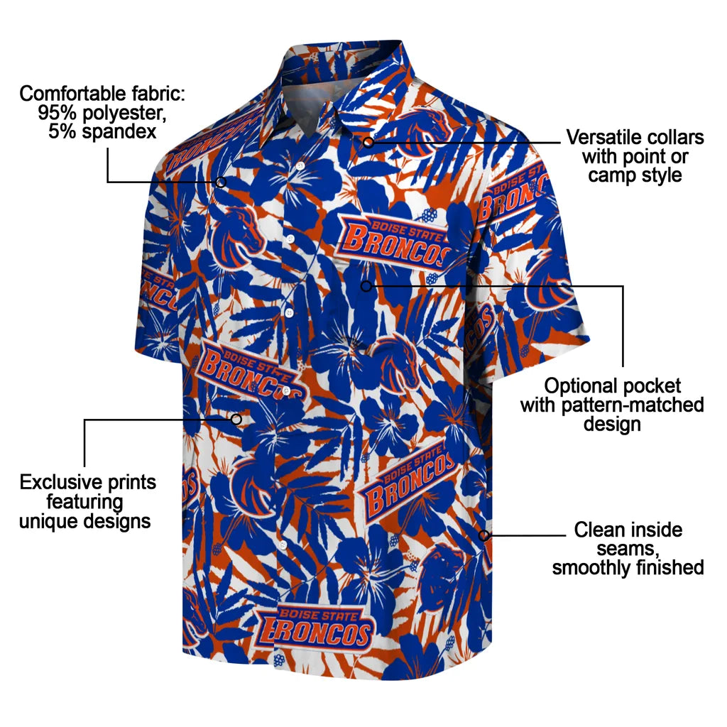 Boise State Broncos Hawaiian Shirt - Hibiscus Overlay | Moonbestprint