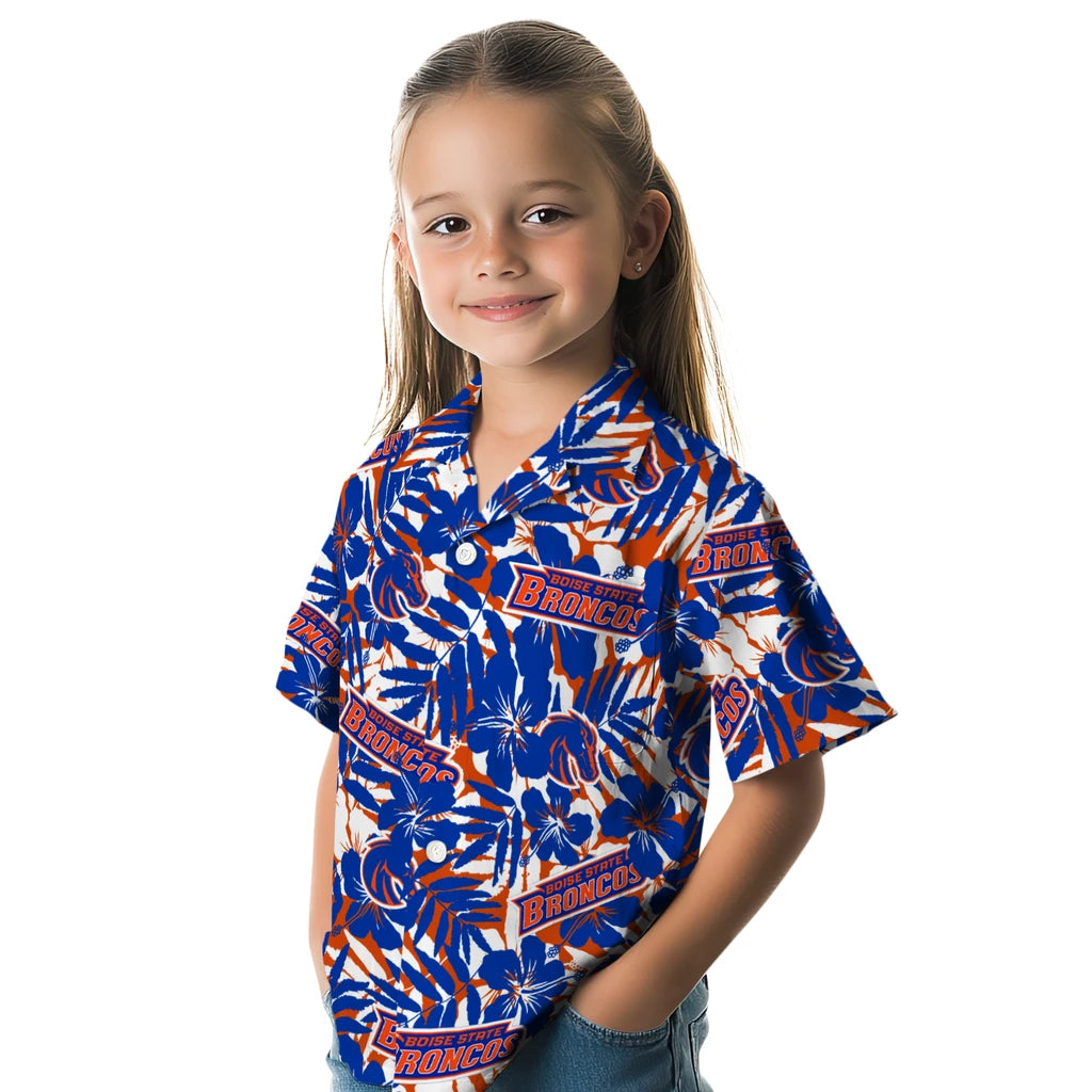 Boise State Broncos Hawaiian Shirt - Hibiscus Overlay | Moonbestprint