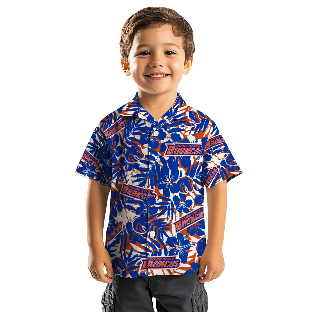 Boise State Broncos Hawaiian Shirt - Hibiscus Overlay | Moonbestprint