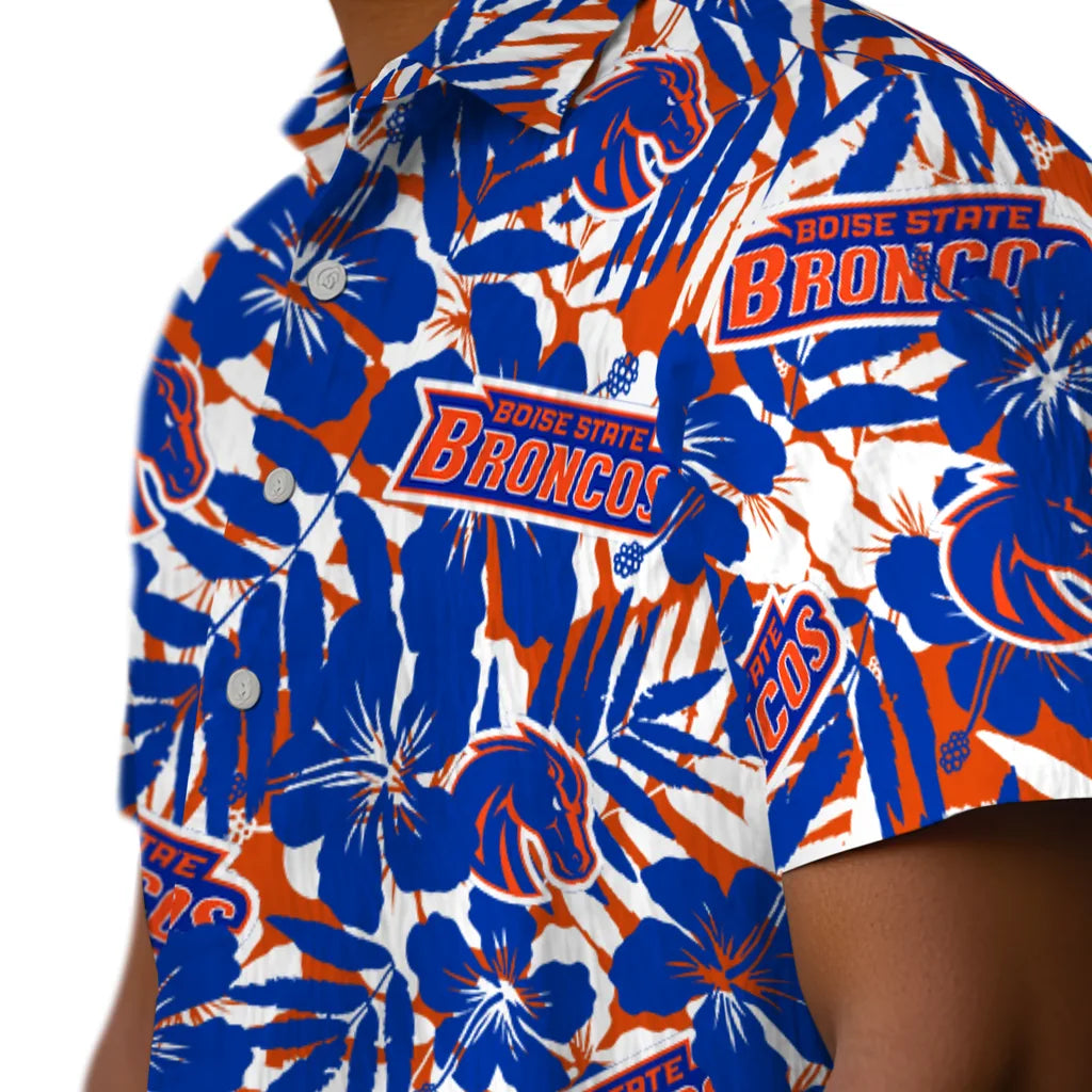 Boise State Broncos Hawaiian Shirt - Hibiscus Overlay | Moonbestprint