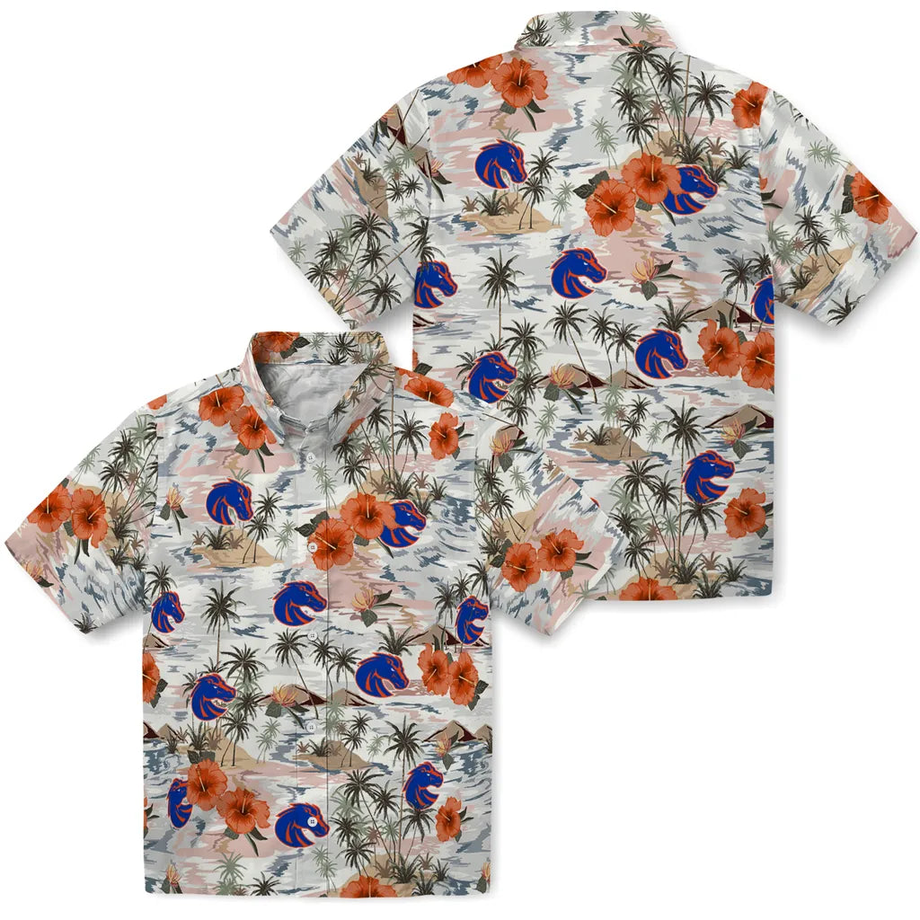 Boise State Broncos Hawaiian Shirt - Hibiscus Seaside | Moonbestprint