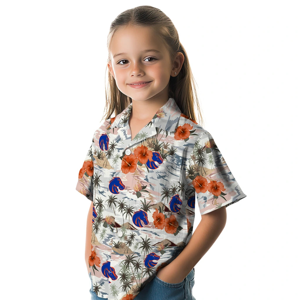 Boise State Broncos Hawaiian Shirt - Hibiscus Seaside | Moonbestprint