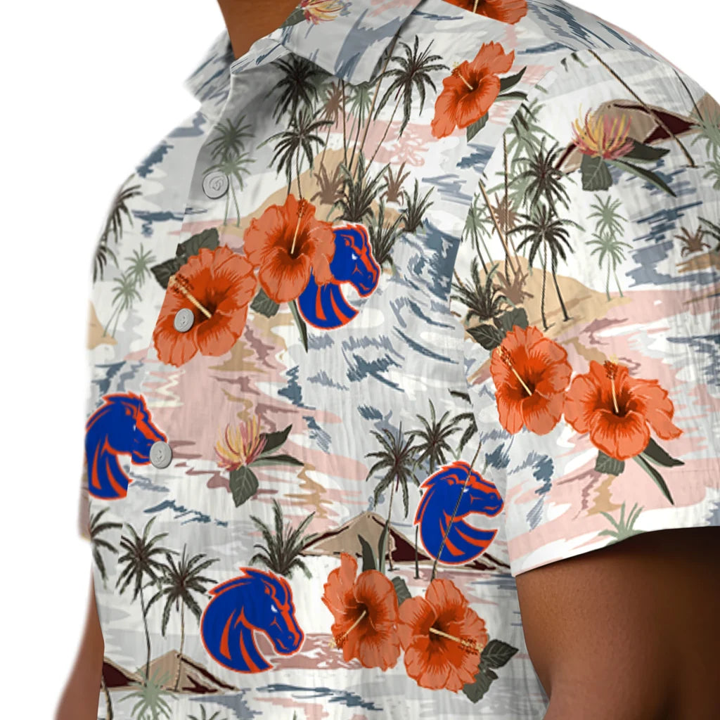 Boise State Broncos Hawaiian Shirt - Hibiscus Seaside | Moonbestprint