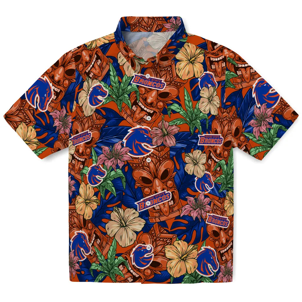 Boise State Broncos Hawaiian Shirt - Hibiscus Tiki Jungle | Moonbestprint