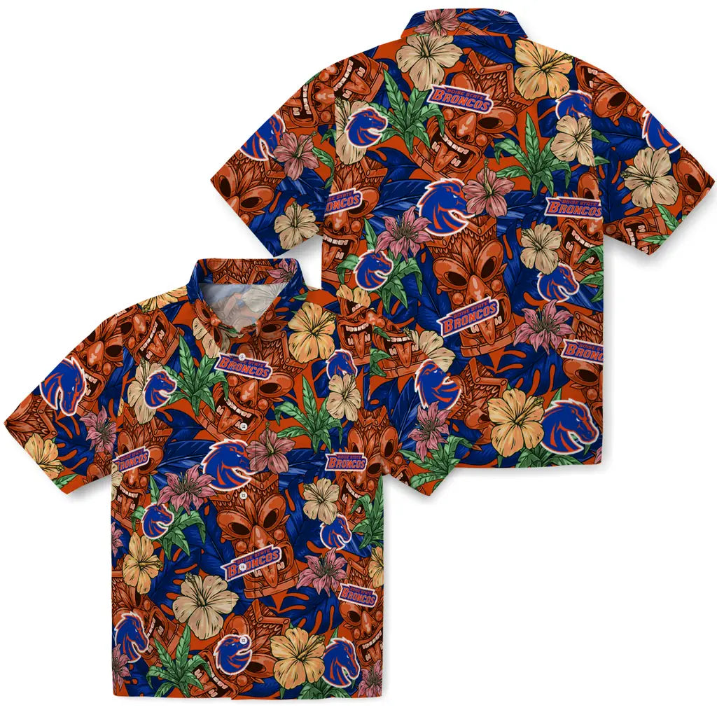 Boise State Broncos Hawaiian Shirt - Hibiscus Tiki Jungle | Moonbestprint