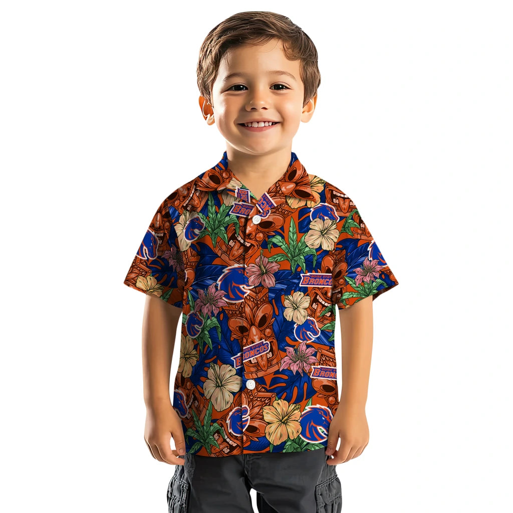 Boise State Broncos Hawaiian Shirt - Hibiscus Tiki Jungle | Moonbestprint