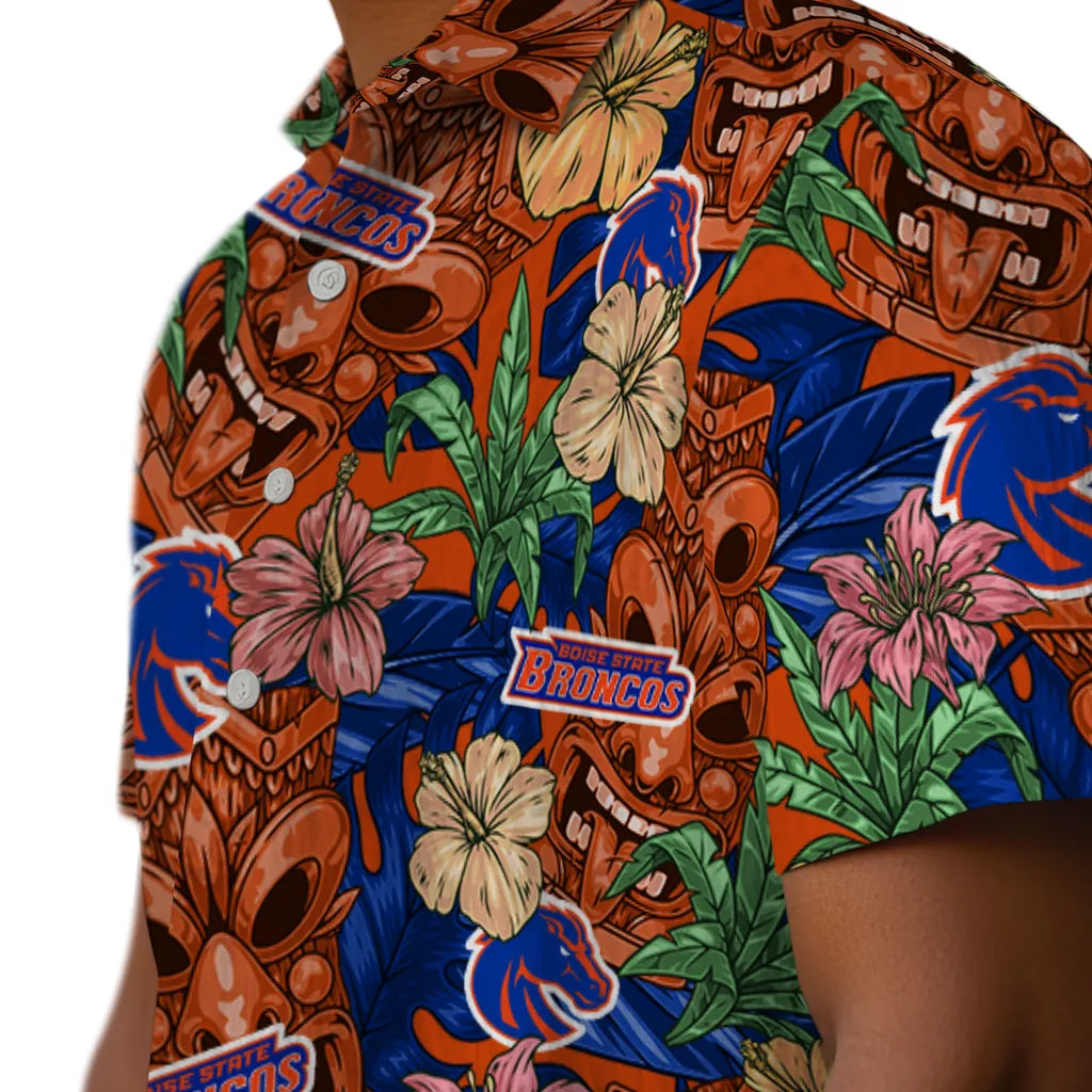 Boise State Broncos Hawaiian Shirt - Hibiscus Tiki Jungle | Moonbestprint