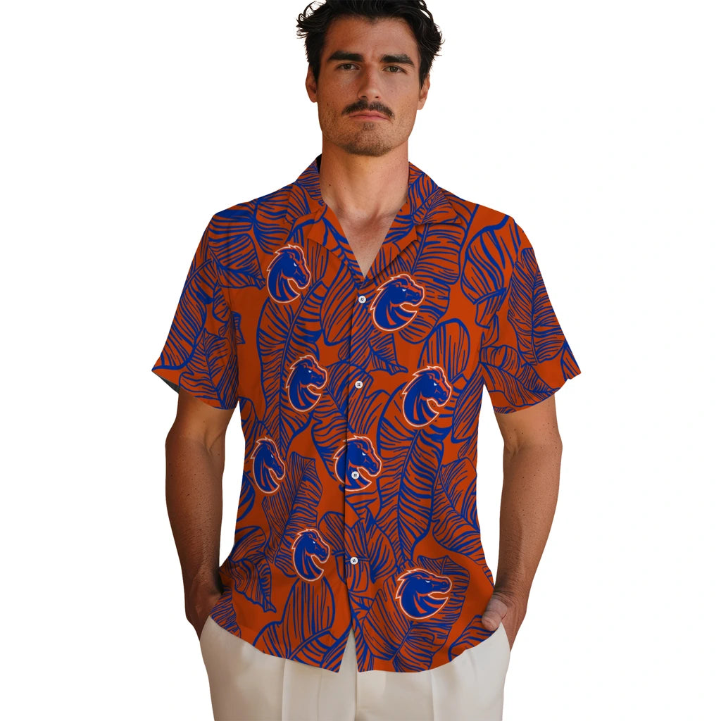 Boise State Broncos Hawaiian Shirt - Leaf Outline | Moonbestprint
