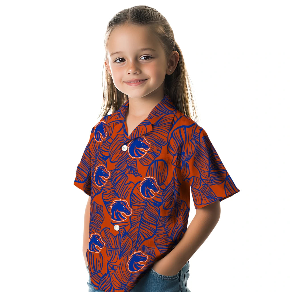 Boise State Broncos Hawaiian Shirt - Leaf Outline | Moonbestprint