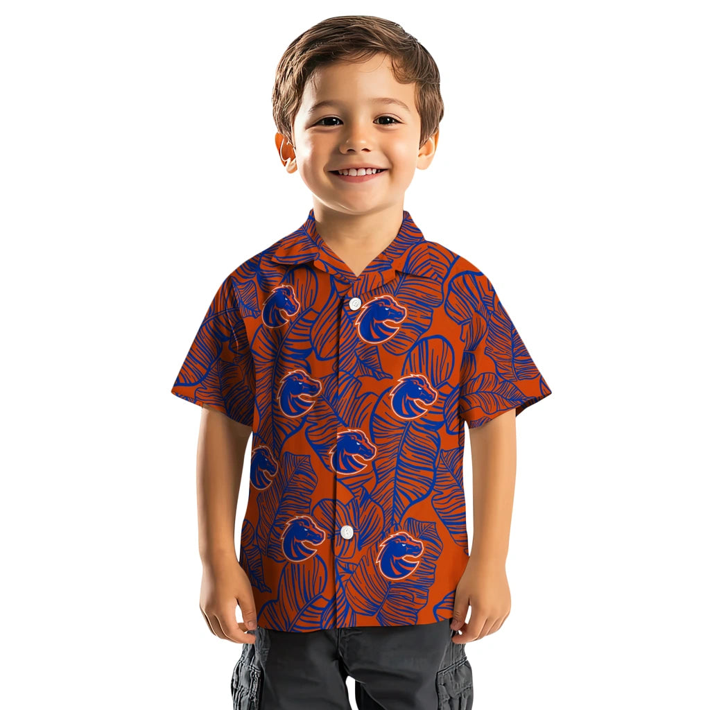 Boise State Broncos Hawaiian Shirt - Leaf Outline | Moonbestprint