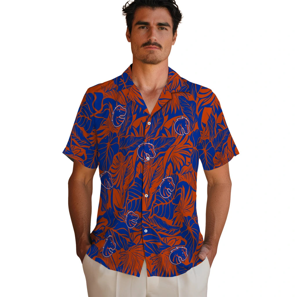 Boise State Broncos Hawaiian Shirt - Monstera Layer | Moonbestprint