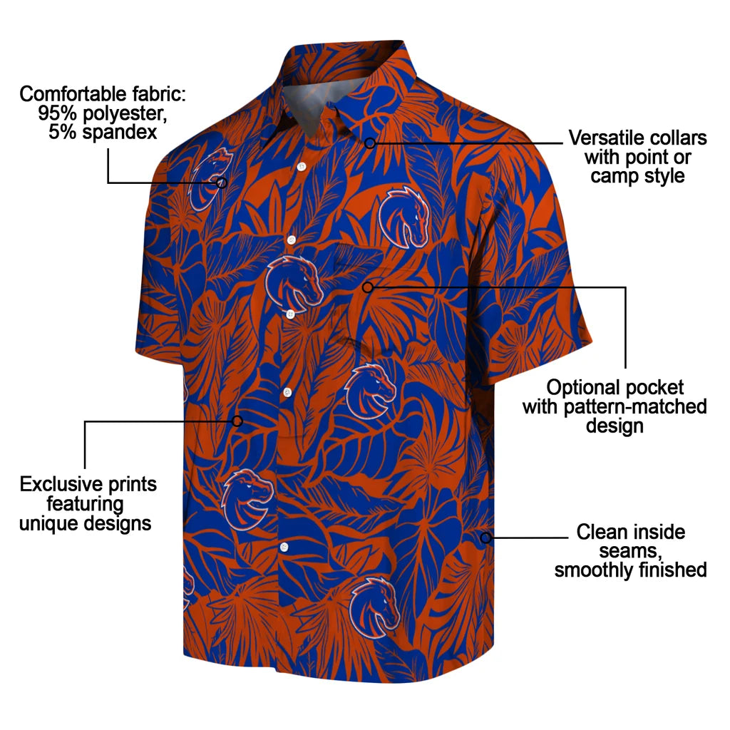Boise State Broncos Hawaiian Shirt - Monstera Layer | Moonbestprint