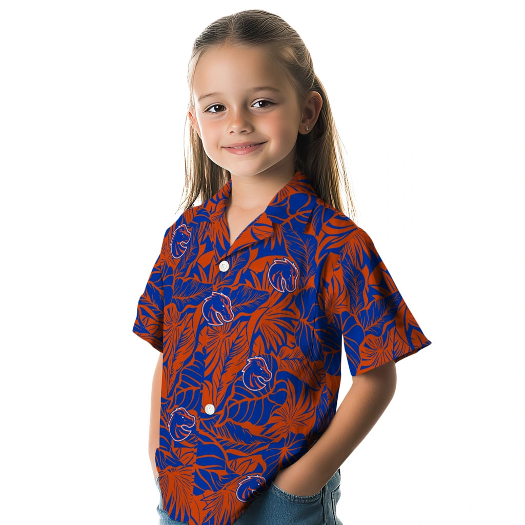Boise State Broncos Hawaiian Shirt - Monstera Layer | Moonbestprint