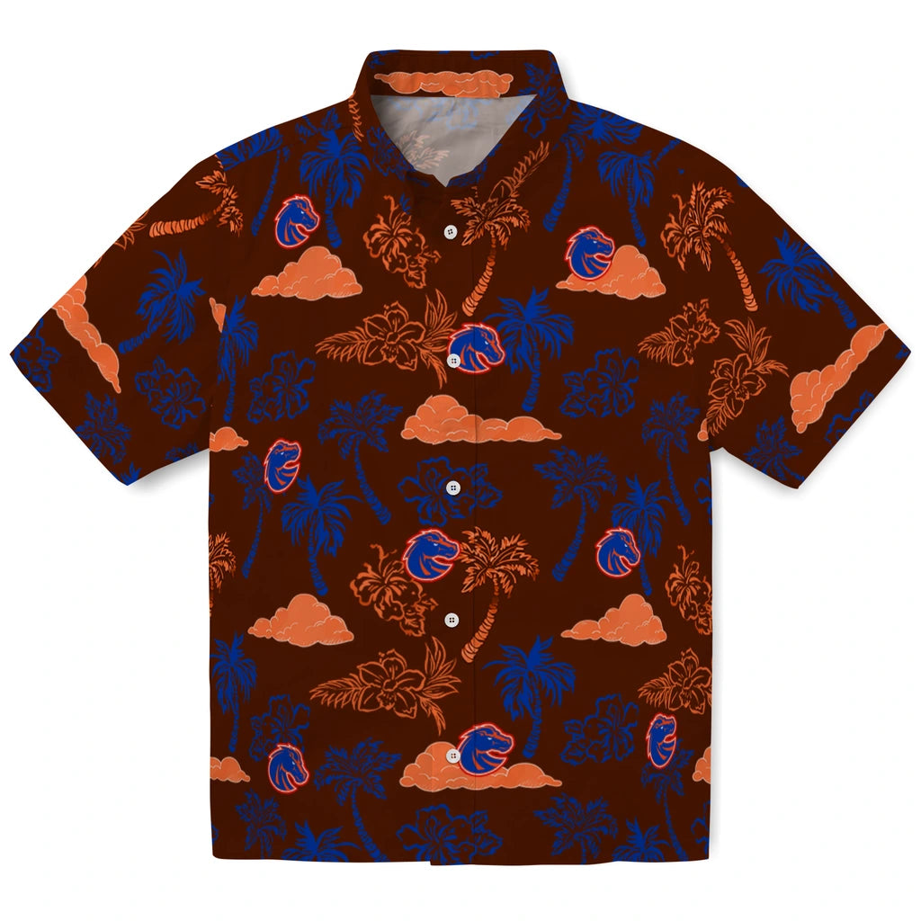 Boise State Broncos Hawaiian Shirt - Palm And Clouds | Moonbestprint
