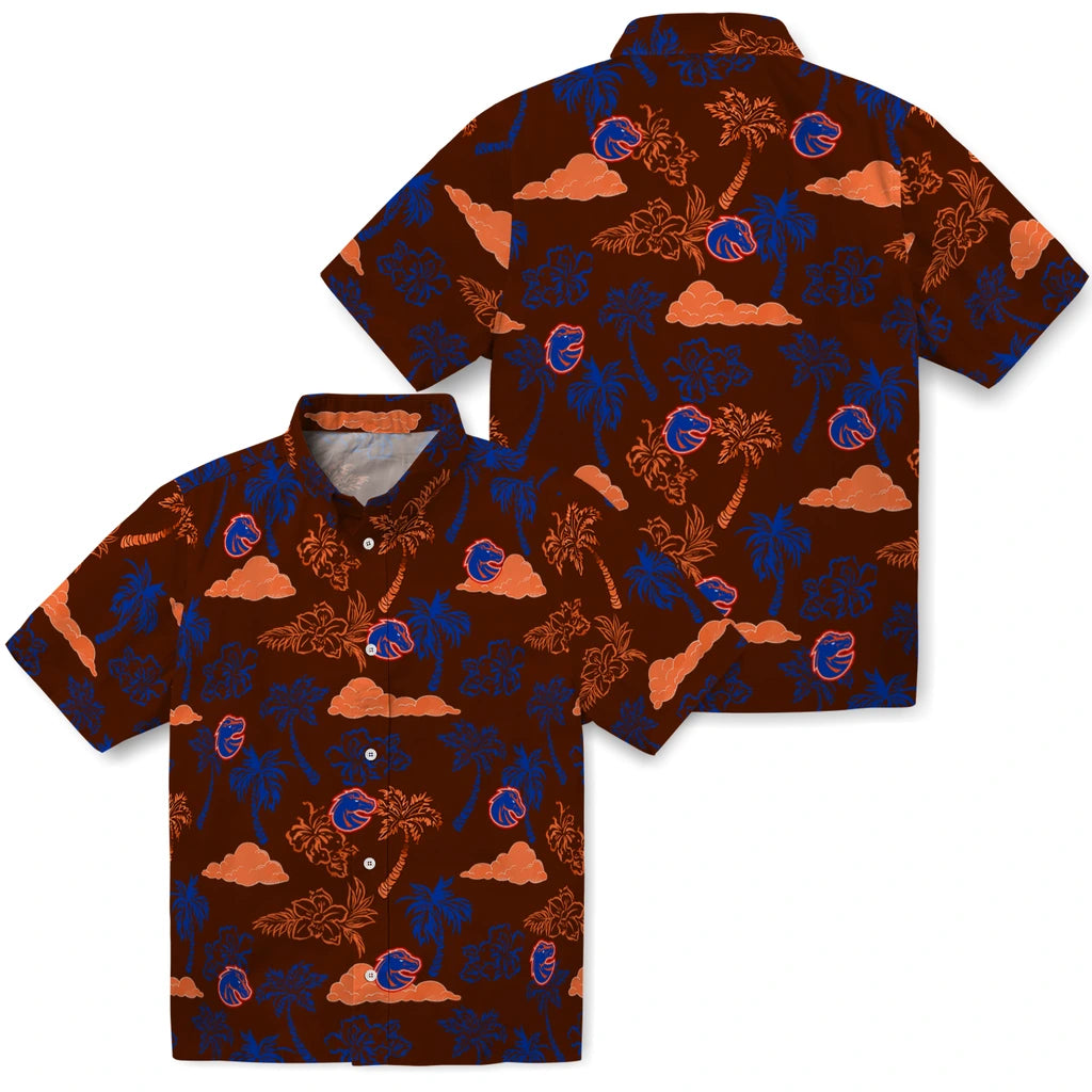 Boise State Broncos Hawaiian Shirt - Palm And Clouds | Moonbestprint