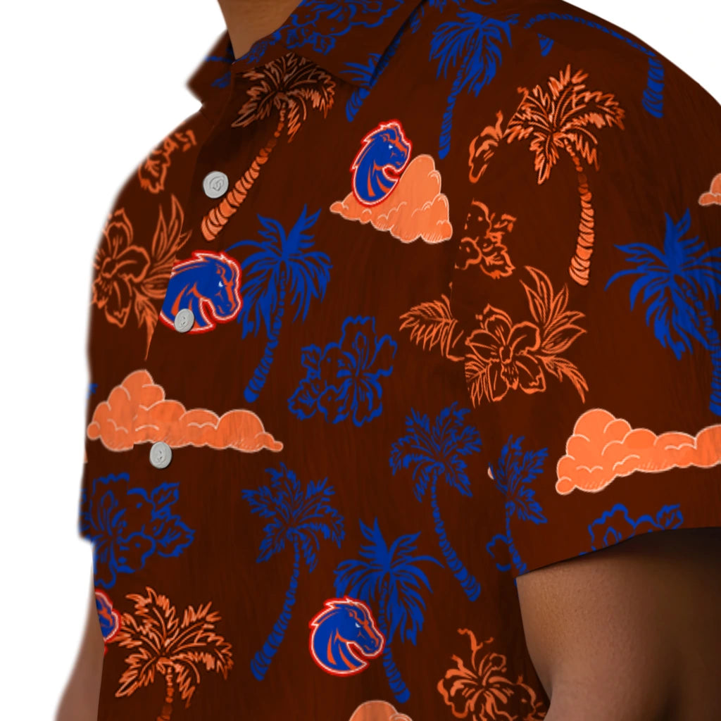 Boise State Broncos Hawaiian Shirt - Palm And Clouds | Moonbestprint