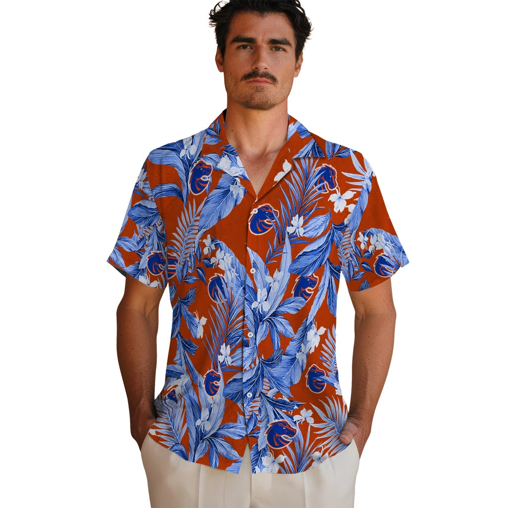 Boise State Broncos Hawaiian Shirt - Palm Leaves | Moonbestprint