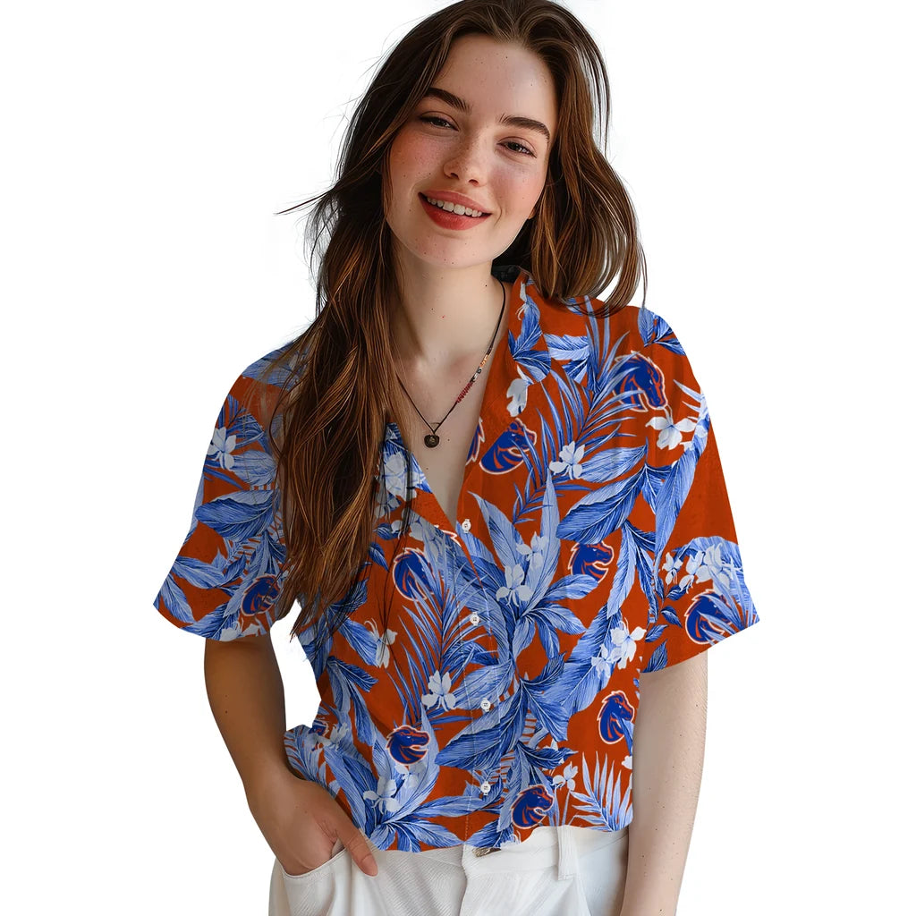 Boise State Broncos Hawaiian Shirt - Palm Leaves | Moonbestprint