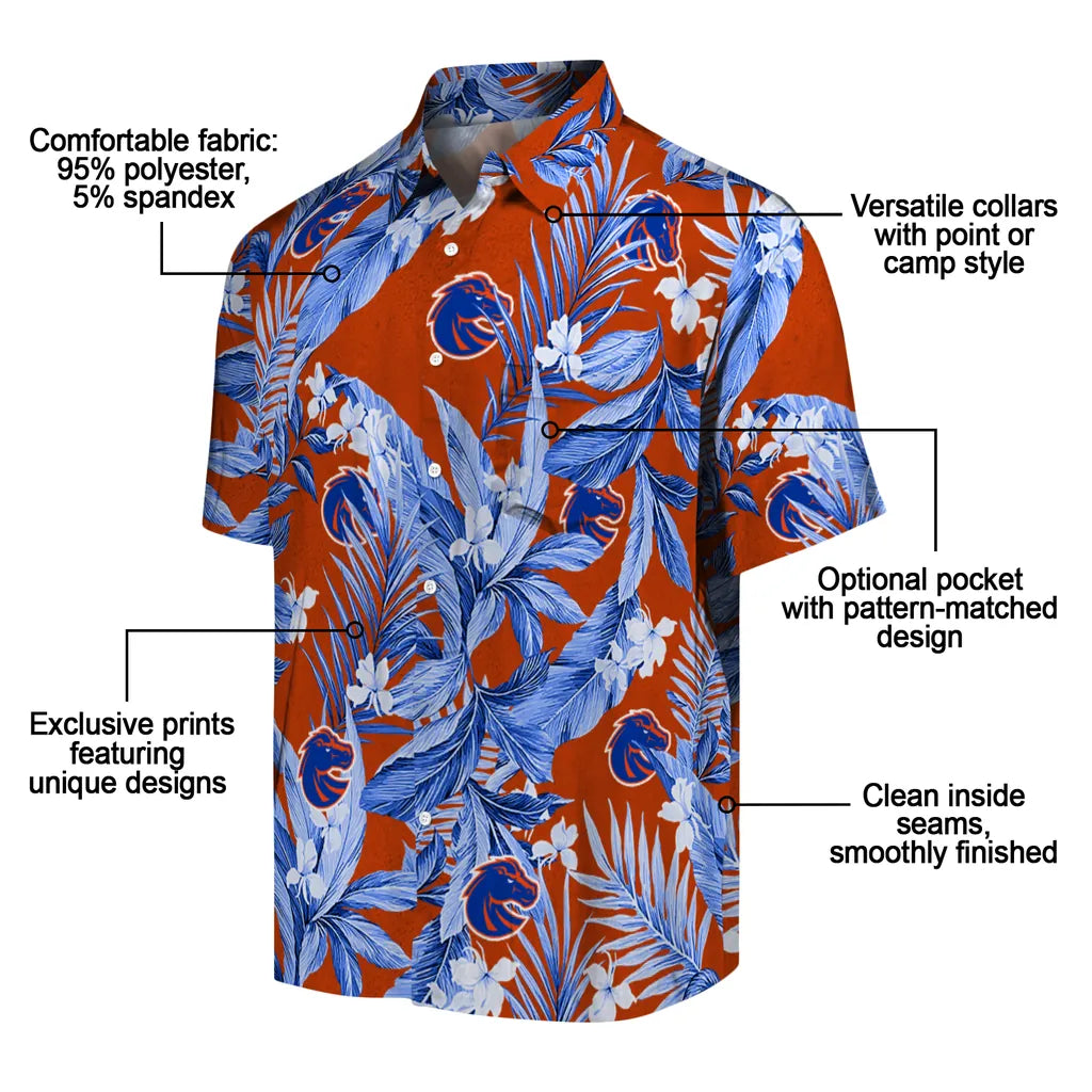 Boise State Broncos Hawaiian Shirt - Palm Leaves | Moonbestprint