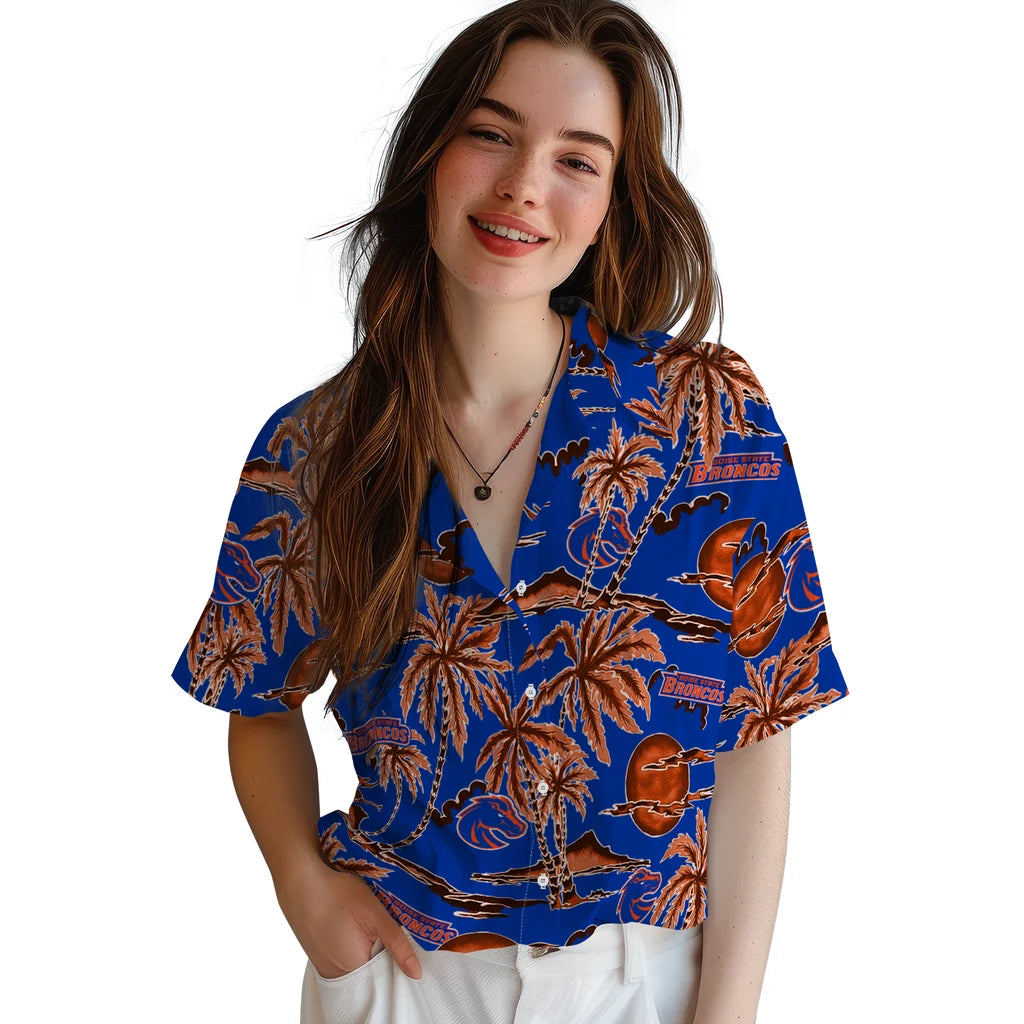 Boise State Broncos Hawaiian Shirt - Palm Sunset | Moonbestprint