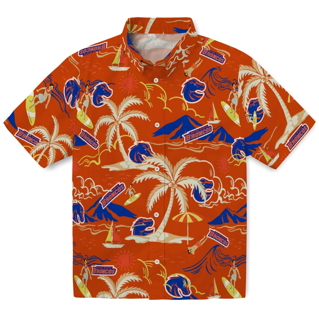 Boise State Broncos Hawaiian Shirt - Palm Tree Island | Moonbestprint