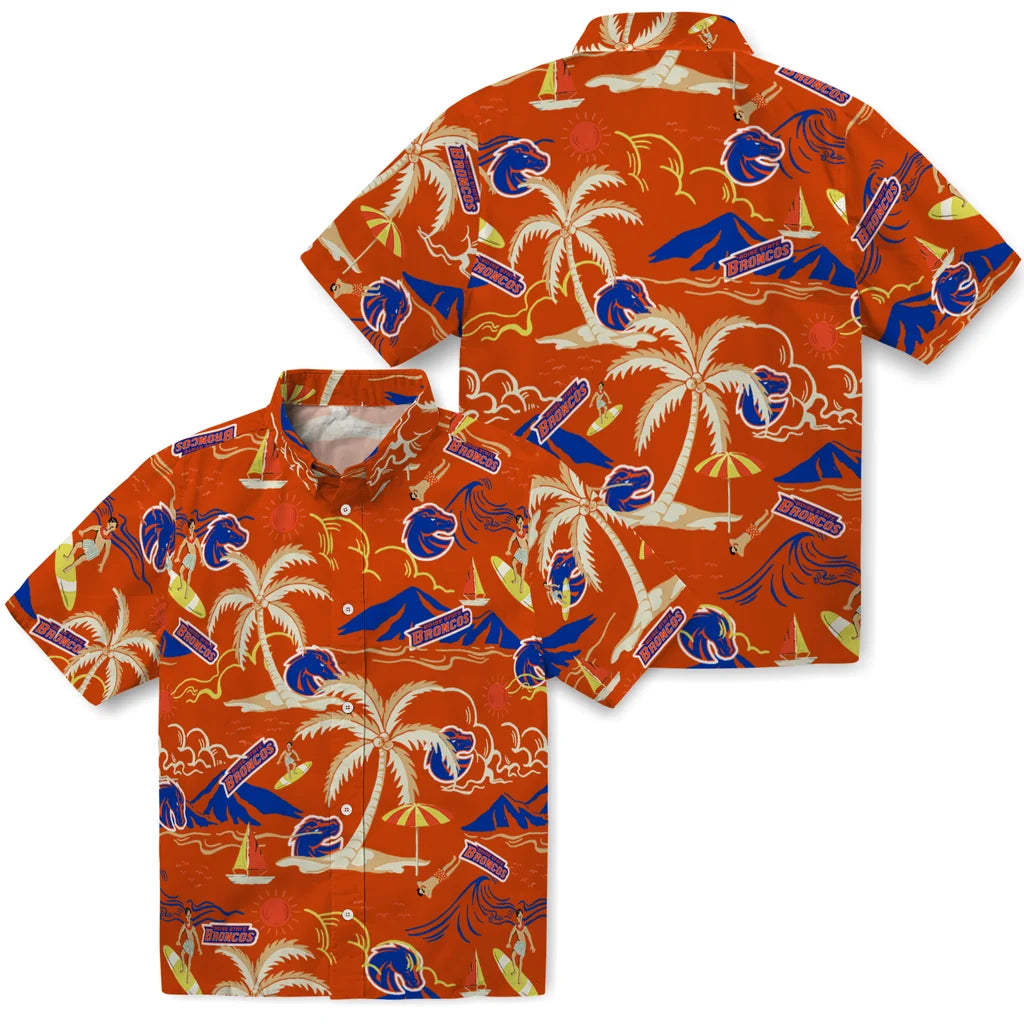 Boise State Broncos Hawaiian Shirt - Palm Tree Island | Moonbestprint