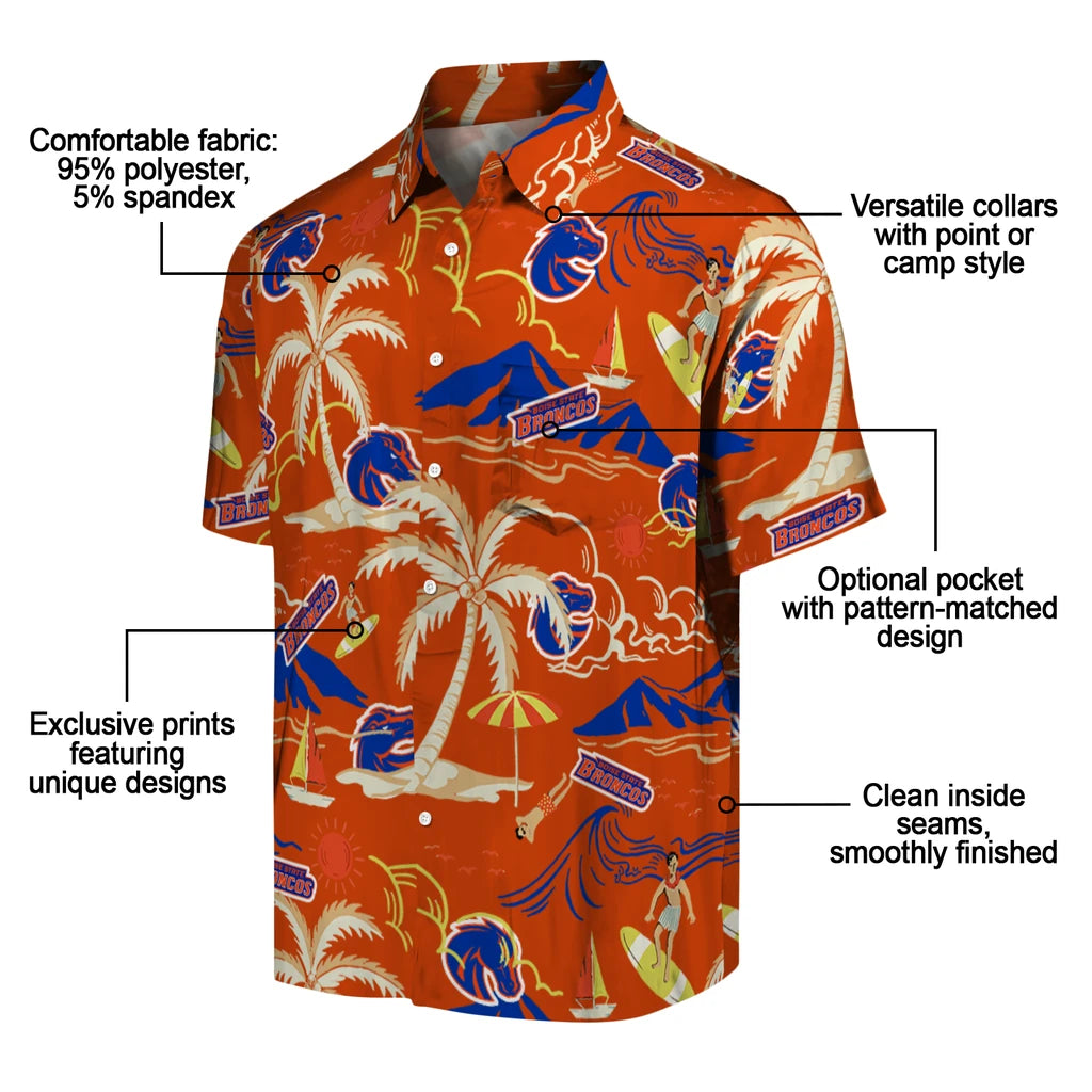 Boise State Broncos Hawaiian Shirt - Palm Tree Island | Moonbestprint