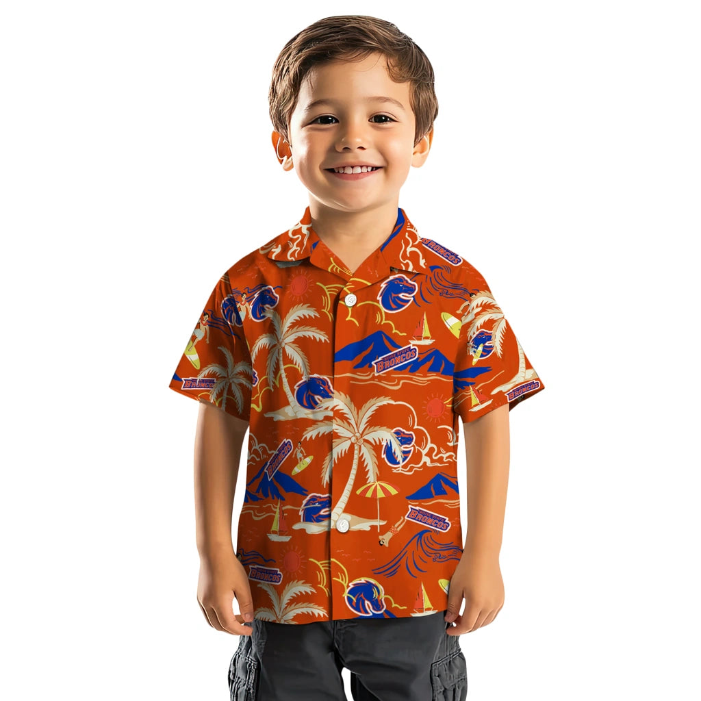 Boise State Broncos Hawaiian Shirt - Palm Tree Island | Moonbestprint