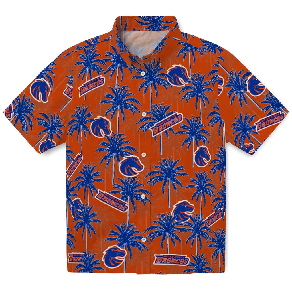 Boise State Broncos Hawaiian Shirt - Palm Tree Motif | Moonbestprint