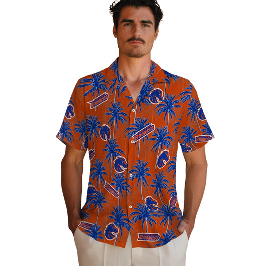 Boise State Broncos Hawaiian Shirt - Palm Tree Motif | Moonbestprint