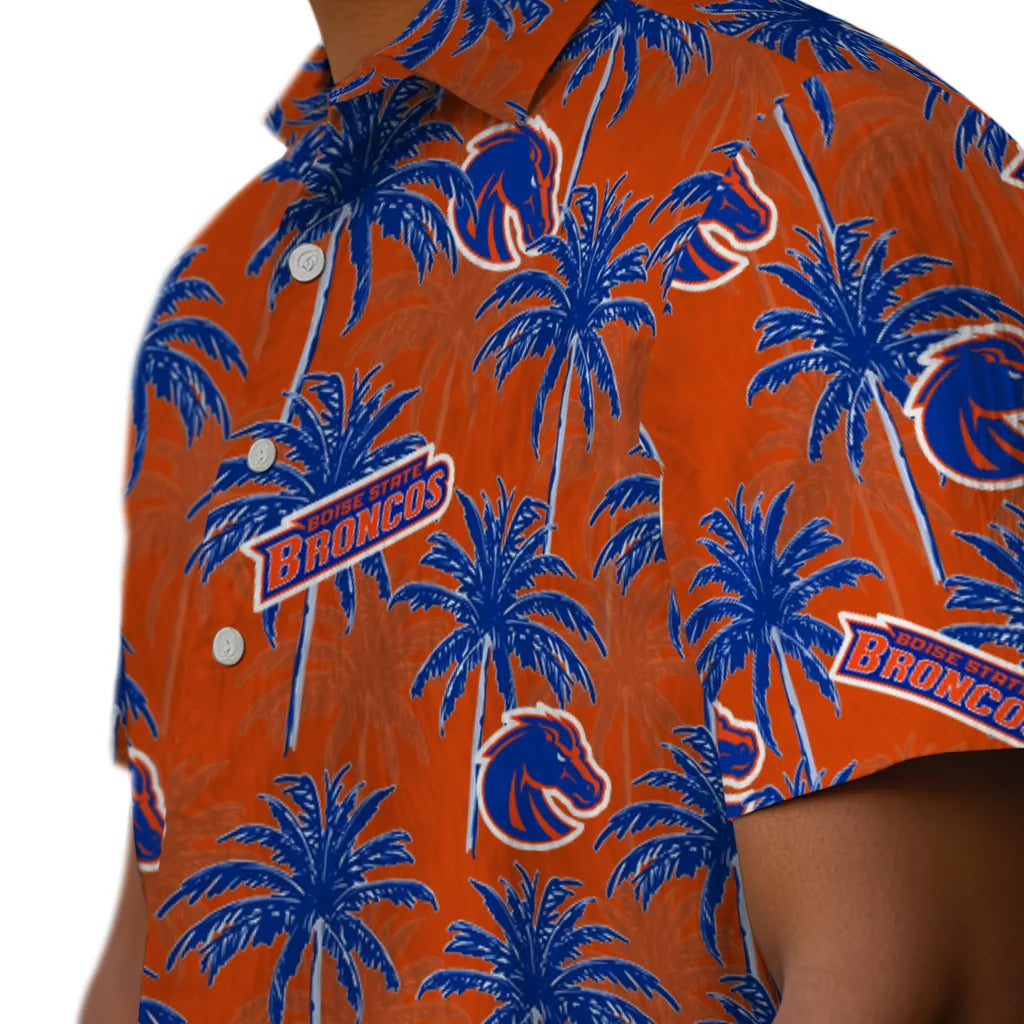 Boise State Broncos Hawaiian Shirt - Palm Tree Motif | Moonbestprint